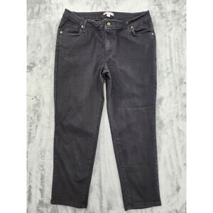 Woman Within High Rise Straight Leg Denim Jeans Size 16W Petite Black Stretch